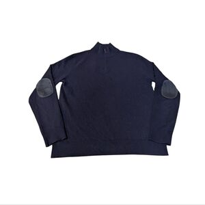 Bloomingdales Mens Store Cashmere Sweater Quater 1/4 Zip Elbow Patches Academia